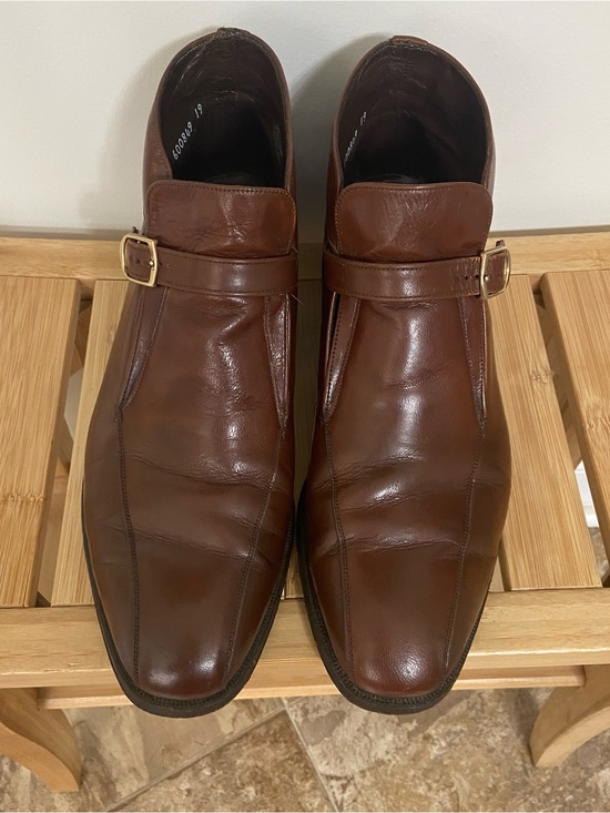 Florsheim Imperial Brown Leather Monk Strap Ankle Boots with Gold Buckle main image 5
